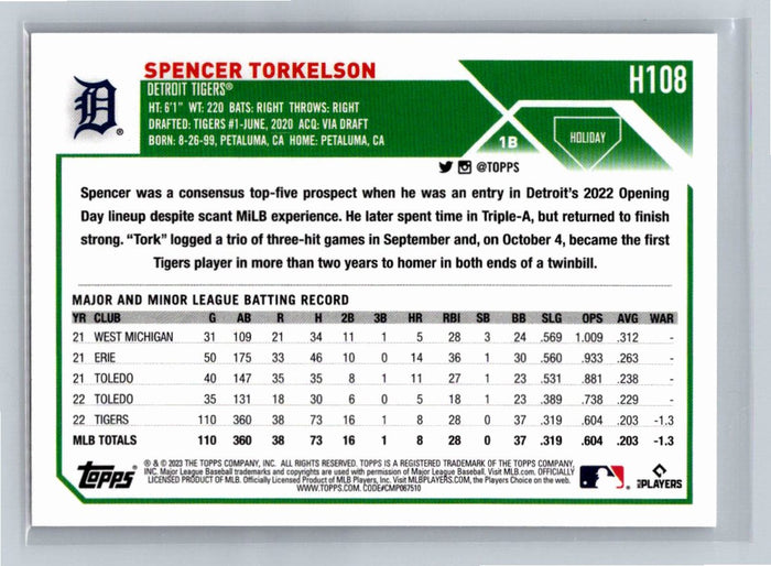 Spencer Torkelson 2023 Topps Holiday Baseball #H108 Detroit Tigers