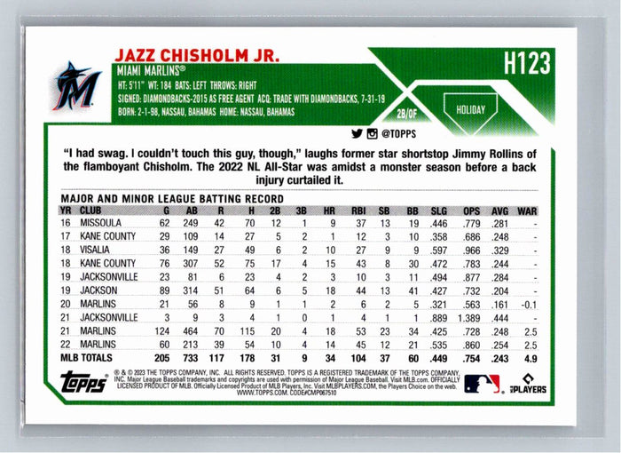 Jazz Chisholm Jr. 2023 Topps Holiday Baseball #123 Miami Marlins