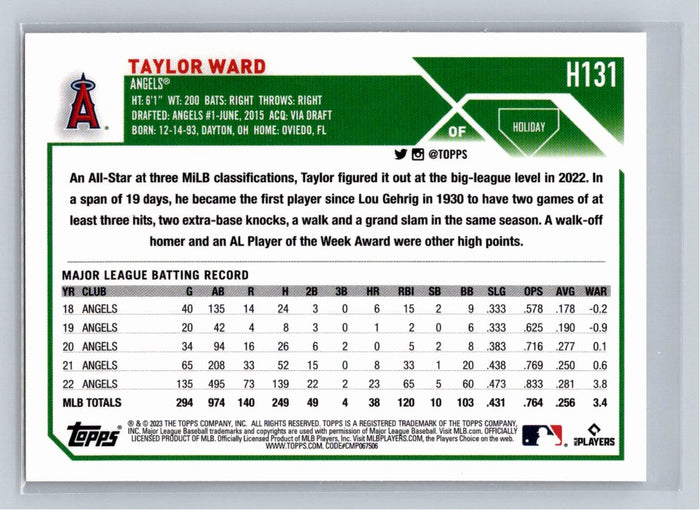 Taylor Ward 2023 Topps Holiday Baseball #H131 California Angels