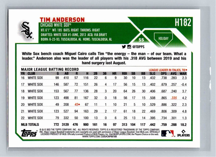 Tim Anderson 2023 Topps Holiday Baseball #H182 Chicago White Sox