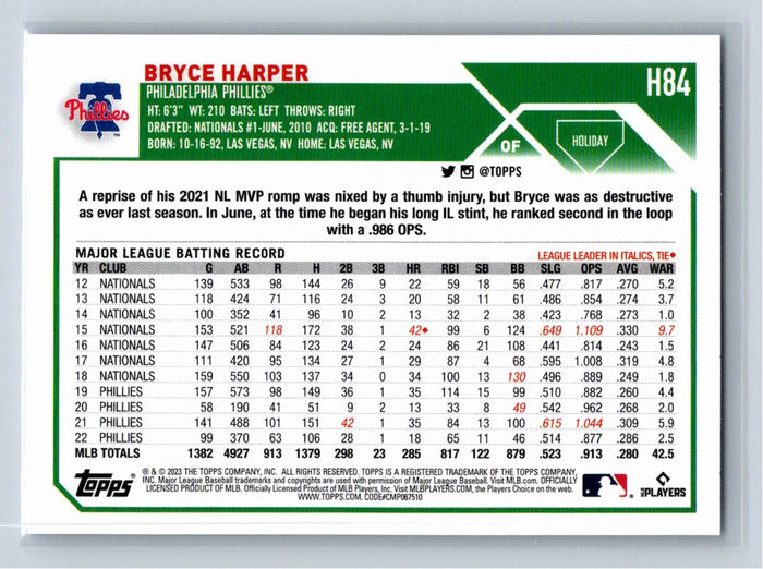 Bryce Harper 2023 Topps Holiday Baseball #H84 Philadelphia Phillies