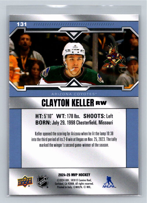 Clayton Keller 2024/25 Upper Deck MVP #131 Arizona Coyotes