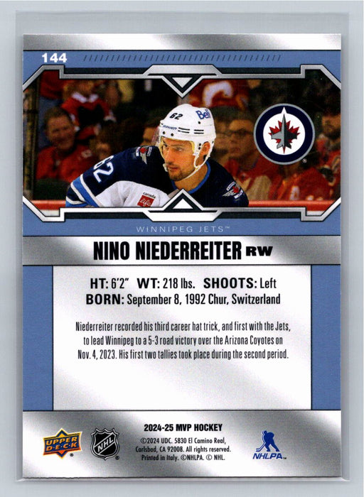 Nino Niederreiter 2024/25 Upper Deck MVP #144 Winnipeg Jets