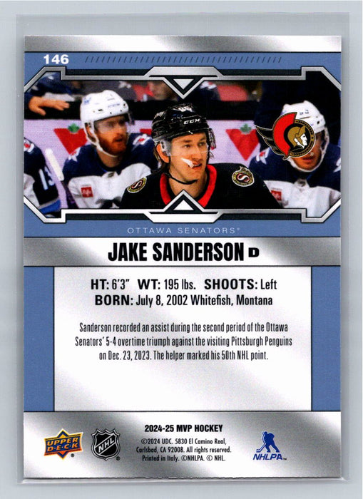 Jake Sanderson 2024/25 Upper Deck MVP #146 Ottawa Senators