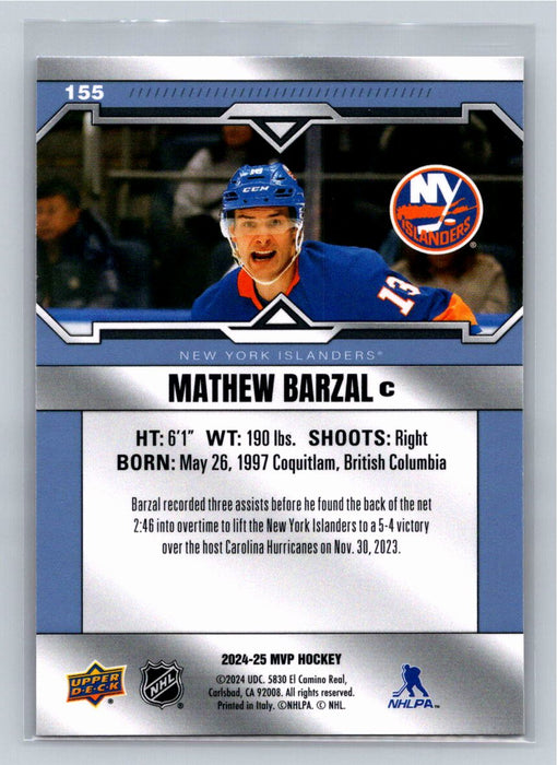 Mathew Barzal 2024/25 Upper Deck MVP #155 New York Islanders