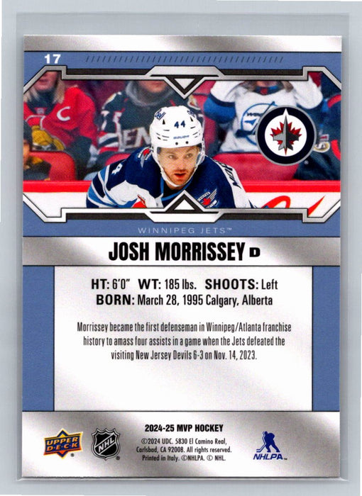 Josh Morrissey 2024/25 UD MVP #17 Winnipeg Jets