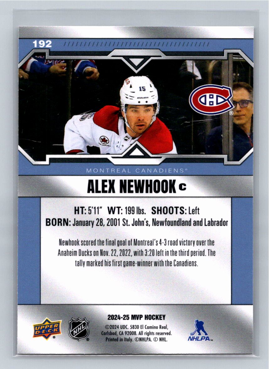 Alex Newhook 2024/25 Upper Deck MVP 