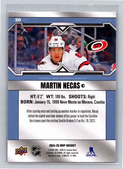 Martin Necas 2024/25 UD MVP #20 Carolina Hurricanes