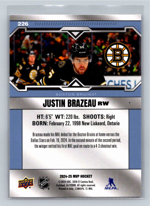 Justin Brazeau 2024/25 Upper Deck MVP #226 Boston Bruins SP Rookies