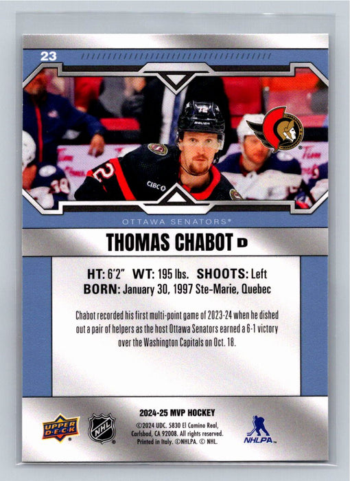 Thomas Chabot 2024/25 UD MVP #23 Ottawa Senators