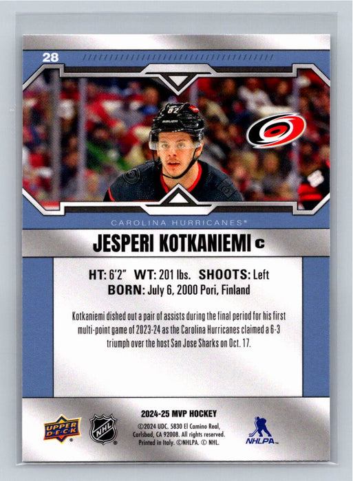 Jesperi Kotkaniemi 2024/25 UD MVP #28 Carolina Hurricanes