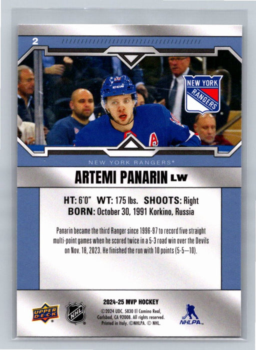 Artemi Panarin 2024/25 Upper Deck MVP #2 New York Rangers