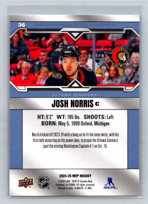 Josh Norris 2024/25 UD MVP #36 Ottawa Senators