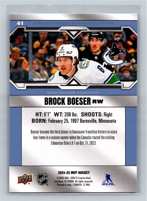 Brock Boeser 2024/25 Upper Deck MVP #41 Vancouver Canucks