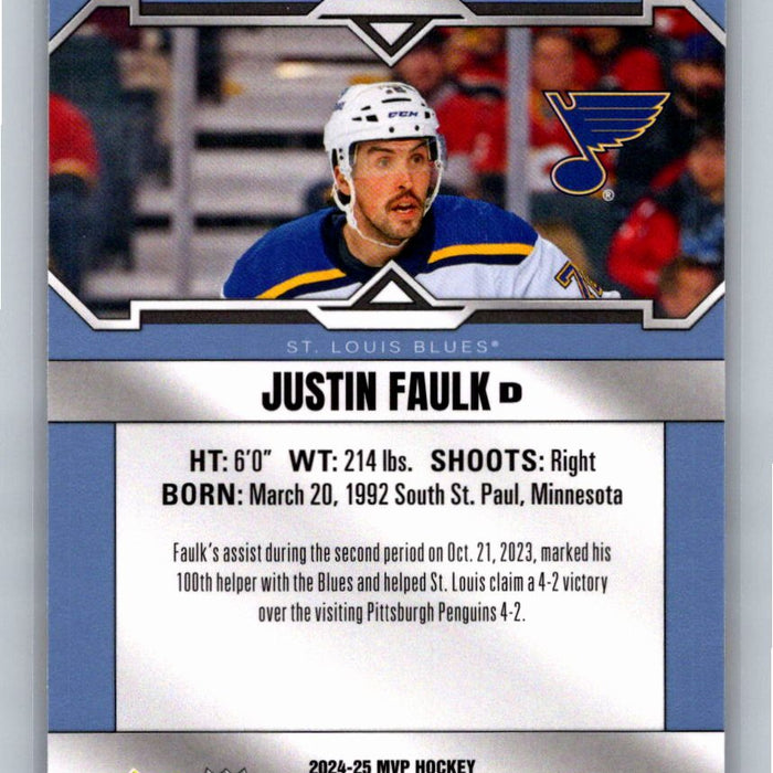 Justin Faulk 2024/25 Upper Deck MVP #51 St. Louis Blues