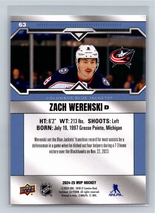 Zach Werenski 2024/25 Upper Deck MVP #63 Columbus Blue Jackets