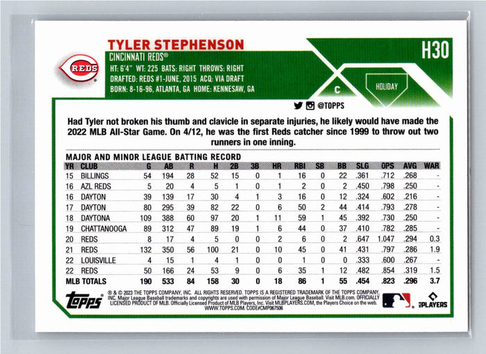 Tyler Stephenson 2023 Topps Holiday Baseball #H30 Cincinnati Reds